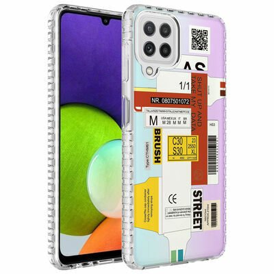 Galaxy A12 Kılıf Airbag Kenarlı Renkli Desenli Silikon Patinda Elegans Kapak