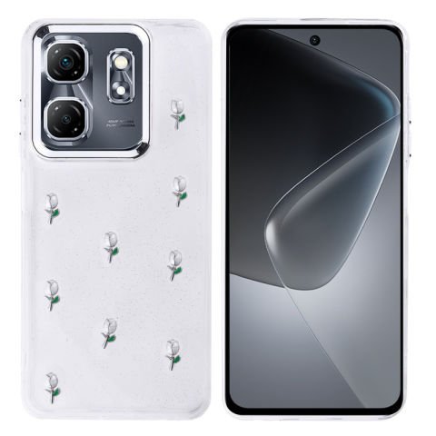 İnfinix Smart 9 Kılıf Airbag Tasarımlı Simli Şeffaf Patinda Kutup Kapak