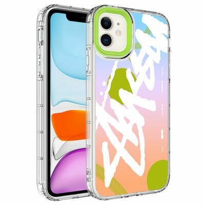 Apple iPhone 11 Kılıf Kamera Korumalı Renkli Desenli Sert Silikon Patinda Korn Kapak