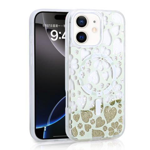 Apple iPhone 11 Kılıf Sıvılı Simli Baskılı Şeffaf Arka Yüzey Patinda Mossa Silikon Kapak