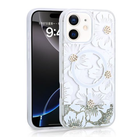 Apple iPhone 11 Kılıf Sıvılı Simli Baskılı Şeffaf Arka Yüzey Patinda Mossa Silikon Kapak