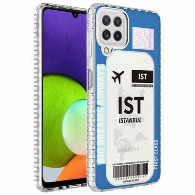 Galaxy M22 Kılıf Airbag Kenarlı Renkli Desenli Silikon Patinda Elegans Kapak