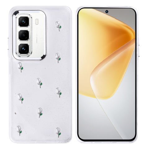 İnfinix Hot 50 Pro 4G Kılıf Airbag Tasarımlı Simli Şeffaf Patinda Kutup Kapak