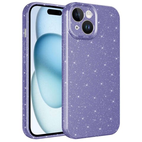Apple iPhone 15 Kılıf Kamera Korumalı Simli Lüks Patinda Koton Kapak