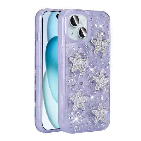 Apple iPhone 15 Kılıf Airbagli Simli Arka Yüzey Patinda Işıltı Silikon Kapak