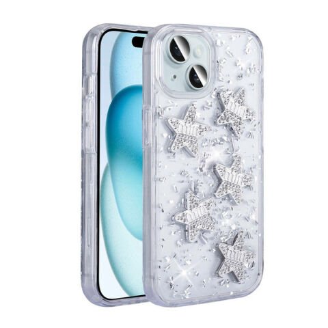 Apple iPhone 15 Kılıf Airbagli Simli Arka Yüzey Patinda Işıltı Silikon Kapak