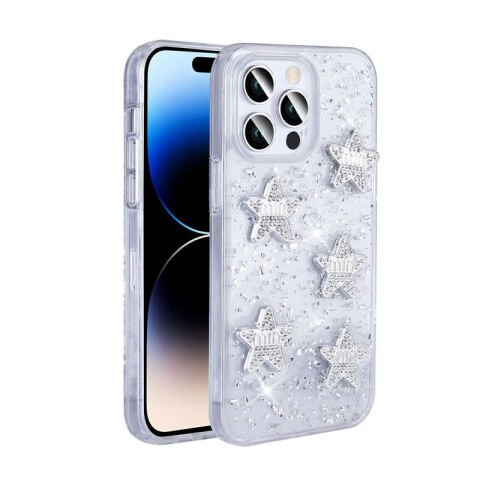 Apple iPhone 14 Pro Max Kılıf Airbagli Simli Arka Yüzey Patinda Işıltı Silikon Kapak