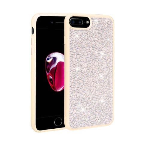 Apple iPhone 7 Plus Kılıf Parlak Taşlı Tasarım Patinda Ston Kapak