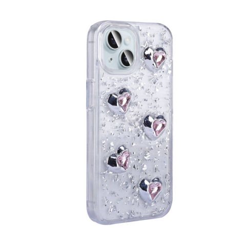Apple iPhone 14 Kılıf Airbagli Simli Arka Yüzey Patinda Işıltı Silikon Kapak
