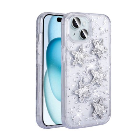 Apple iPhone 13 Kılıf Airbagli Simli Arka Yüzey Patinda Işıltı Silikon Kapak