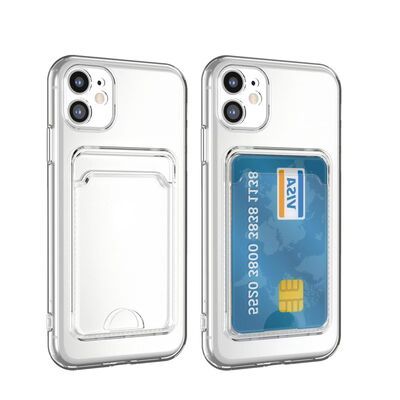 Apple iPhone 11 Kılıf Kartlıklı Şeffaf Patinda Setra Clear Silikon Kapak