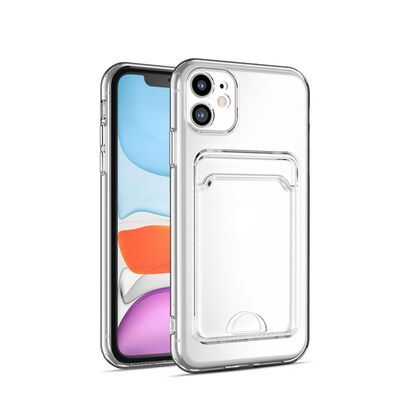Apple iPhone 11 Kılıf Kartlıklı Şeffaf Patinda Setra Clear Silikon Kapak