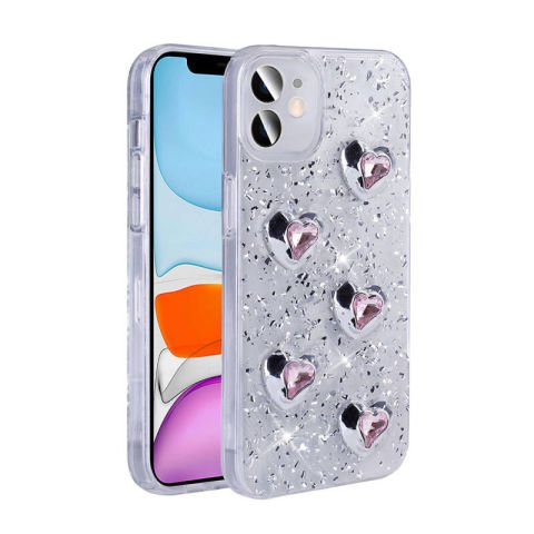Apple iPhone 11 Kılıf Airbagli Simli Arka Yüzey Patinda Işıltı Silikon Kapak
