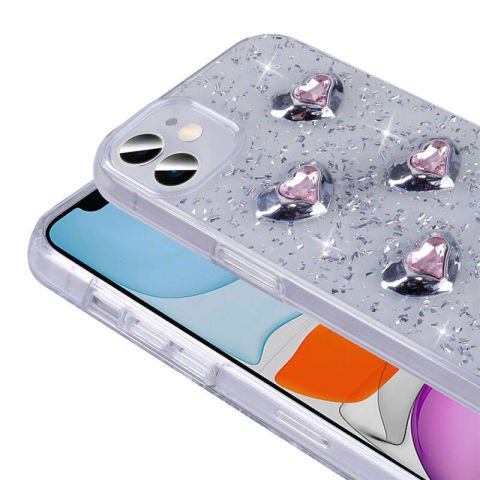 Apple iPhone 11 Kılıf Airbagli Simli Arka Yüzey Patinda Işıltı Silikon Kapak