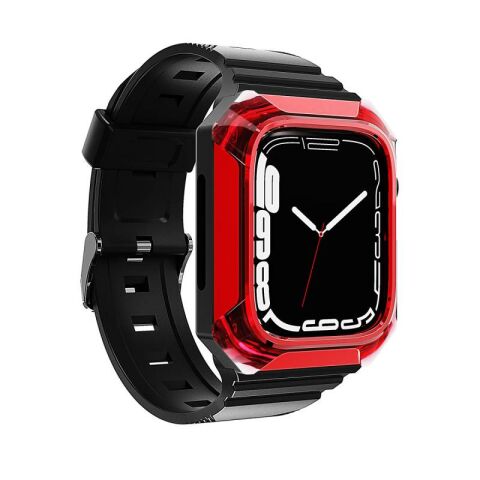 Apple Watch 42mm Patinda KRD-88 Sert PC Kasa Koruyuculu Silikon Kordon