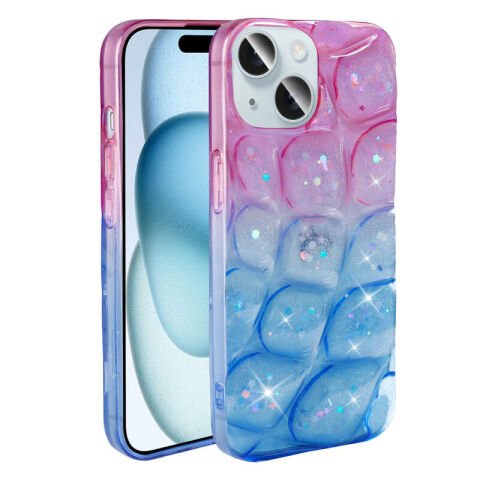 Apple iPhone 13 Kılıf Simli 3D Desenli Patinda Hacar Kapak