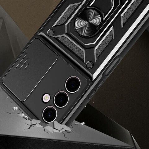 Galaxy A24 Kılıf Magnetik Standlı Kamera Korumalı Patinda Sürgülü Vega Kapak