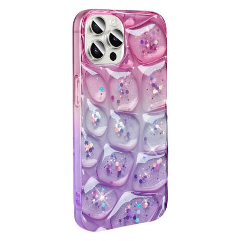 Apple iPhone 14 Pro Max Kılıf Simli 3D Desenli Patinda Hacar Kapak