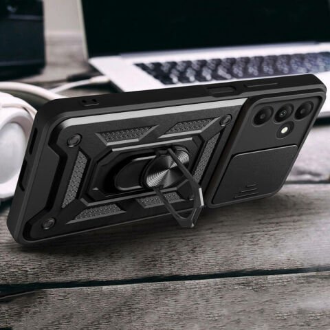 Galaxy A15 Kılıf Magnetik Standlı Kamera Korumalı Patinda Sürgülü Vega Kapak