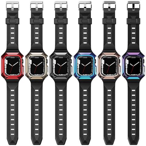 Apple Watch 40mm Patinda KRD-88 Sert PC Kasa Koruyuculu Silikon Kordon