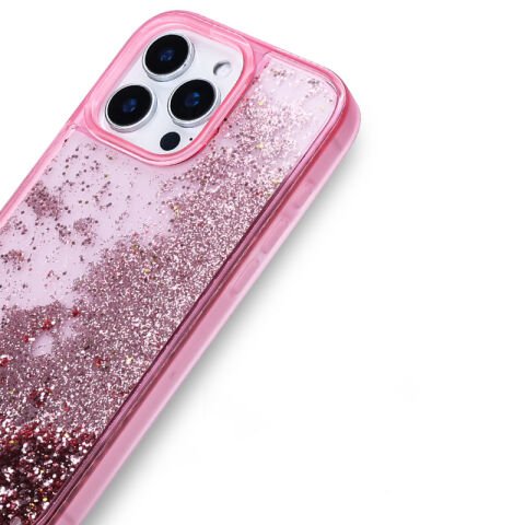 Apple iPhone 16 Pro Max Kılıf Sıvılı Simli Şeffaf Arka Yüzey Patinda Keto Silikon Kapak