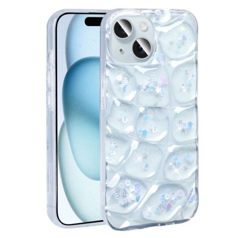 Apple iPhone 15 Kılıf Simli 3D Desenli Patinda Hacar Kapak