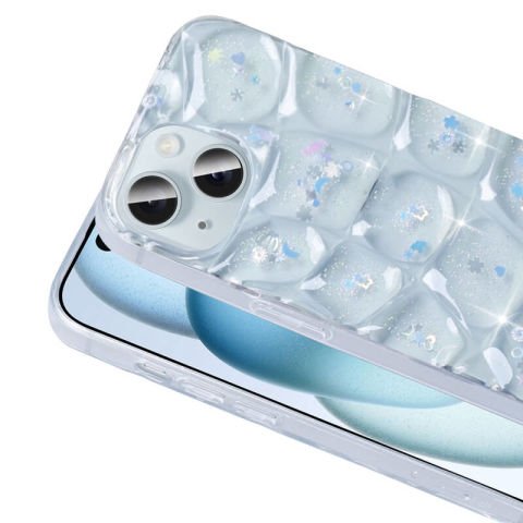 Apple iPhone 15 Kılıf Simli 3D Desenli Patinda Hacar Kapak