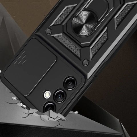 Galaxy A14 Kılıf Magnetik Standlı Kamera Korumalı Patinda Sürgülü Vega Kapak