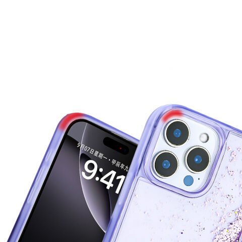 Apple iPhone 16 Pro Kılıf Sıvılı Simli Şeffaf Arka Yüzey Patinda Keto Silikon Kapak