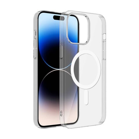 Apple iPhone 15 Kılıf Patinda Magsafe Şarj Özellikli Şeffaf Tek Kamera Çerçeveli Porto Kapak