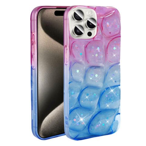 Apple iPhone 15 Pro Kılıf Simli 3D Desenli Patinda Hacar Kapak