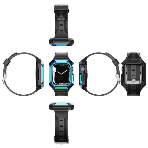 Apple Watch 38mm Patinda KRD-88 Sert PC Kasa Koruyuculu Silikon Kordon