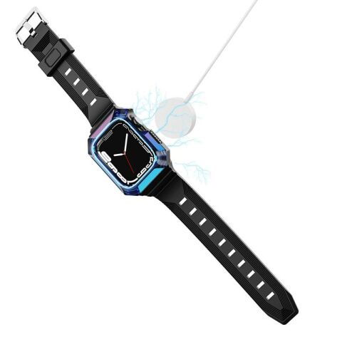 Apple Watch 38mm Patinda KRD-88 Sert PC Kasa Koruyuculu Silikon Kordon