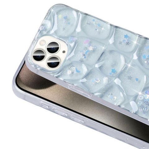 Apple iPhone 15 Pro Max Kılıf Simli 3D Desenli Patinda Hacar Kapak