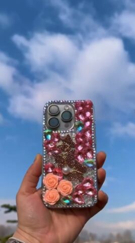 Apple iPhone 14 Taşlı Butterfly Mufi Telefon Kılıfı