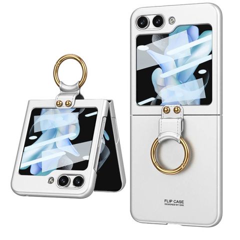 Galaxy Z Flip 5 Kılıf Patinda Kıpta Yüzüklü Flip Sert Kapak