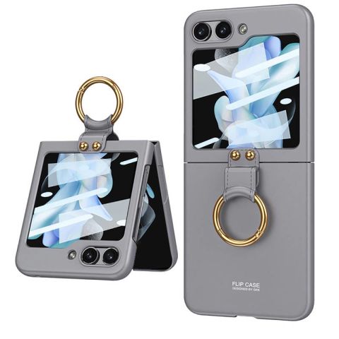 Galaxy Z Flip 5 Kılıf Patinda Kıpta Yüzüklü Flip Sert Kapak