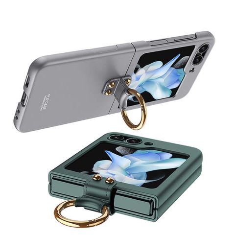 Galaxy Z Flip 5 Kılıf Patinda Kıpta Yüzüklü Flip Sert Kapak