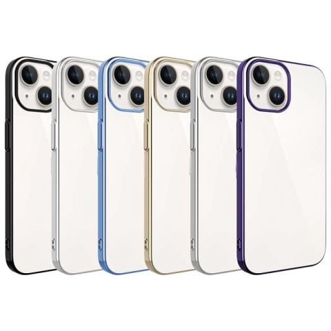 Apple iPhone 15 Plus Kılıf Sert PC Renkli Çerçeveli Patinda Riksos Kapak