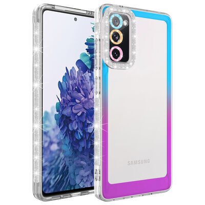 Galaxy S20 FE Kılıf Simli ve Renk Geçiş Tasarımlı Lens Korumalı Patinda Park Kapak