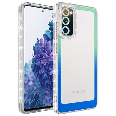 Galaxy S20 FE Kılıf Simli ve Renk Geçiş Tasarımlı Lens Korumalı Patinda Park Kapak