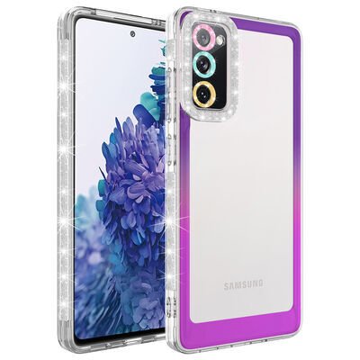 Galaxy S20 FE Kılıf Simli ve Renk Geçiş Tasarımlı Lens Korumalı Patinda Park Kapak