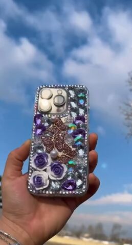 Apple iPhone 13 Taşlı Butterfly Mufi Telefon Kılıfı