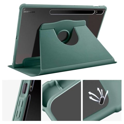 Galaxy Tab S7 Plus T970 Kılıf Patinda Termik Kalem Bölmeli Dönebilen Standlı Kılıf