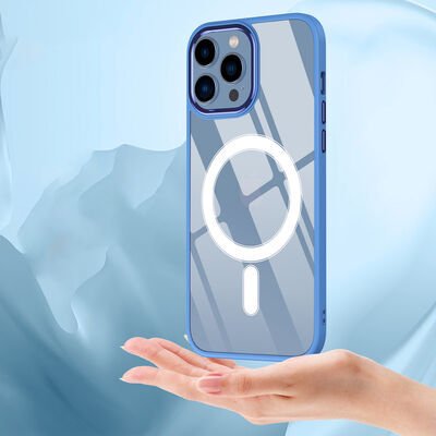 Apple iPhone 14 Pro Max Kılıf Wireless Şarj Özellikli Patinda Krom Magsafe Silikon Kapak