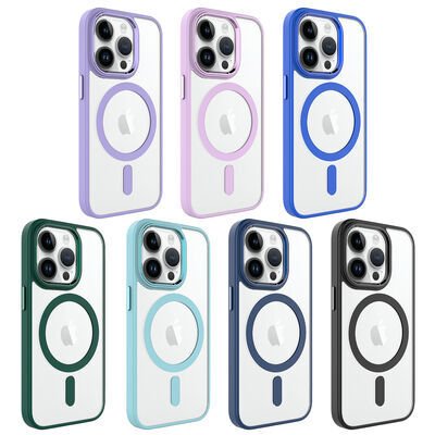 Apple iPhone 14 Pro Max Kılıf Wireless Şarj Özellikli Patinda Krom Magsafe Silikon Kapak