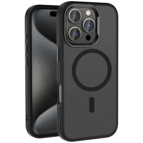 Apple iPhone 16 Pro Max Kılıf Magsafe Şarj Özellikli Parlak Kamera Çerçeveli Kost Kapak