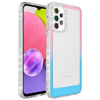 Galaxy A33 5G Kılıf Simli ve Renk Geçiş Tasarımlı Lens Korumalı Patinda Park Kapak