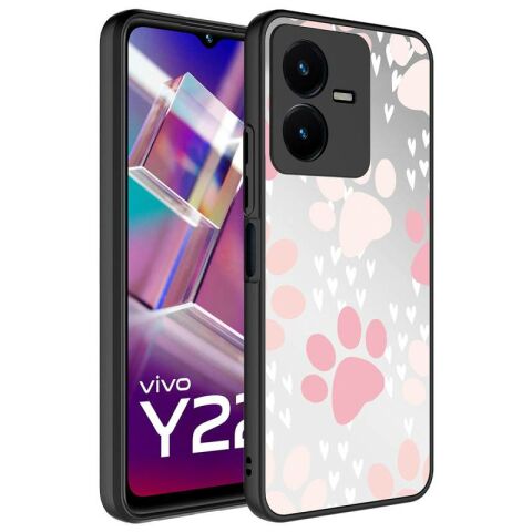 Vivo Y35 Kılıf Aynalı Desenli Kamera Korumalı Parlak Patinda Mirror Kapak