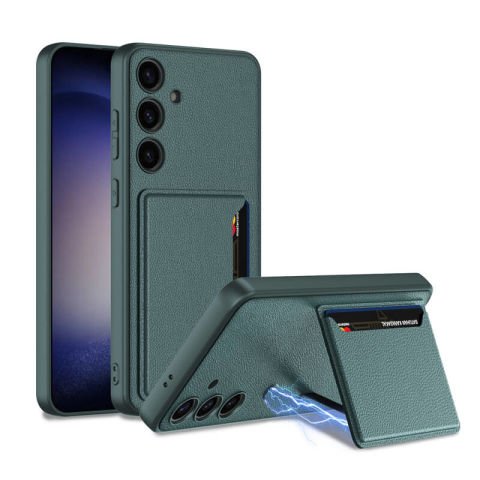 Galaxy S24 Plus Suni Deri Arka Yüzey Patinda Kartlıklı Kıpta Silikon Kapak